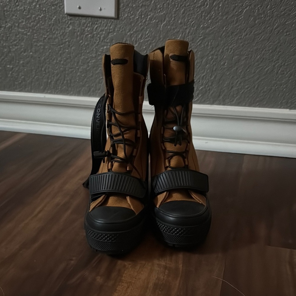 Converse Tan and Black Combat Moto Boots with Chunky Sole